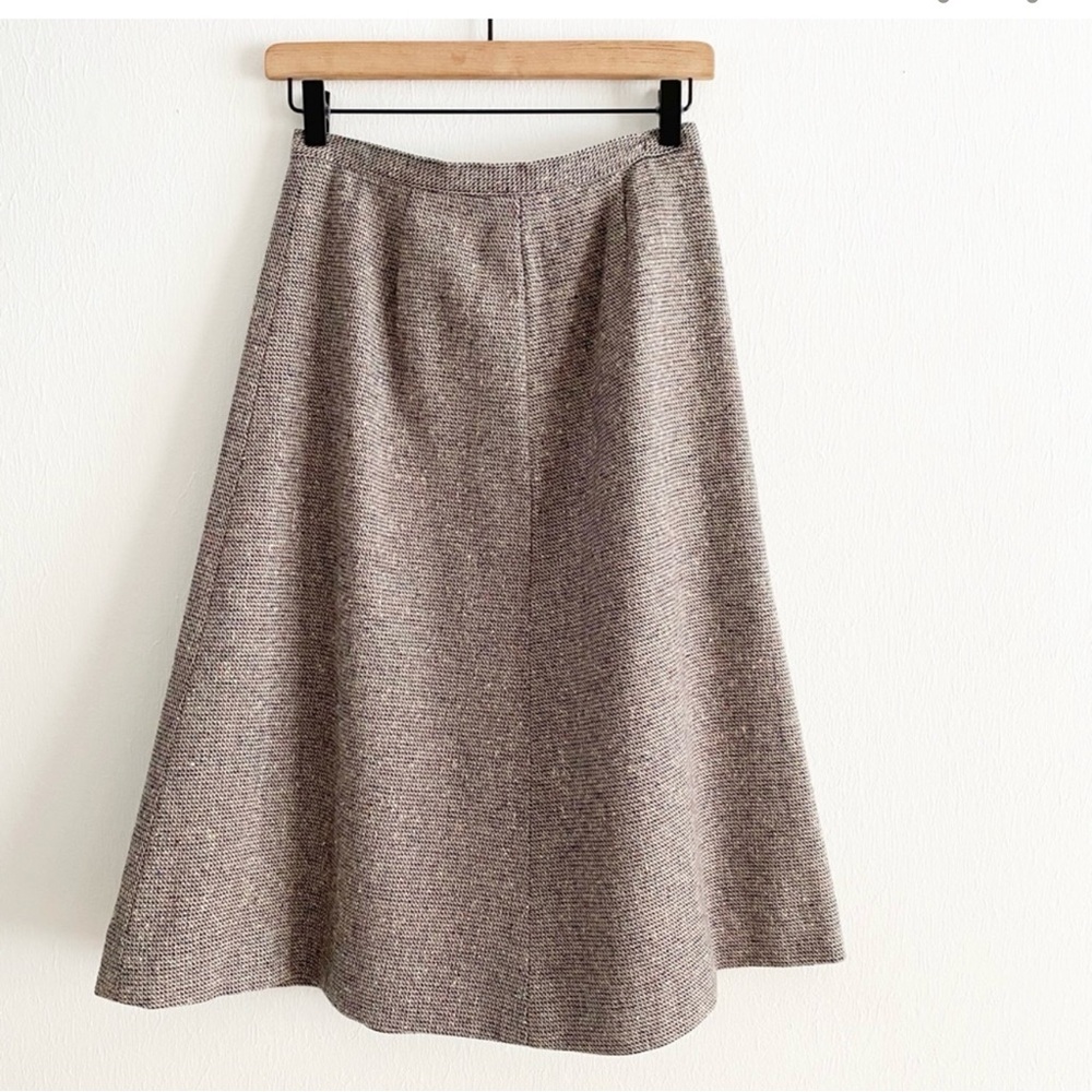 Pendleton Taupe Textured Wool High Rise Midi Skirt